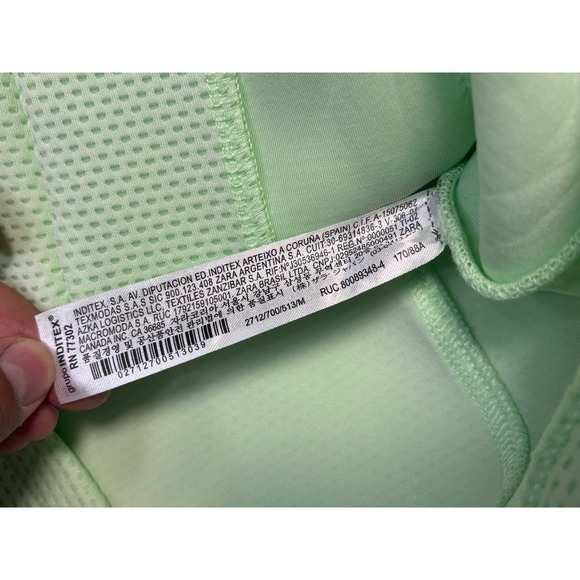 NWT! Zara Textured Crop Zip Jacket Green Athletic Mock Neck Pockets Womens M - Picture 5 of 7